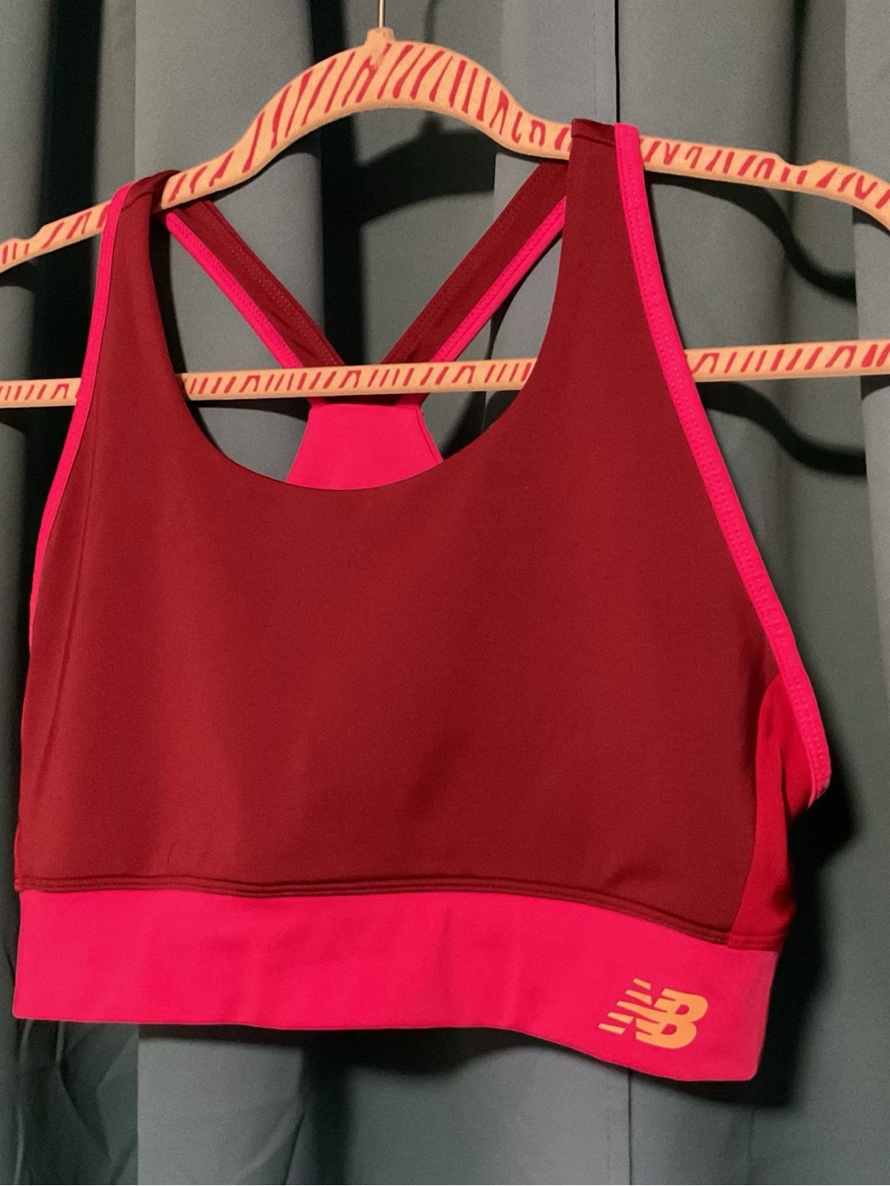 New Balance Burgundy and Hot Pink Racerback Sports Bra